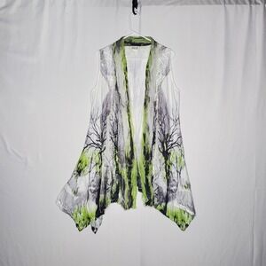 Ania A Mesh Crinkle Duster Vest Women XL Grunge Forest Fairy Lagenlook Boho Arts